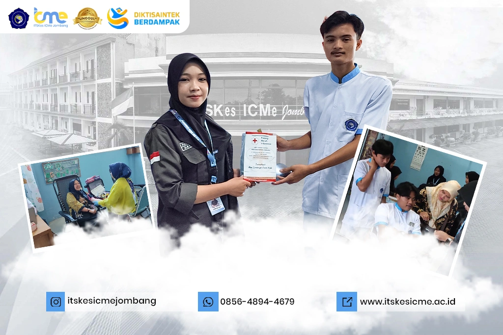 ITSKes ICMe Jombang menggelar kegiatan donor darah bersama PMI Cabang Jombang sebagai bentuk pengabdian kepada masyarakat.