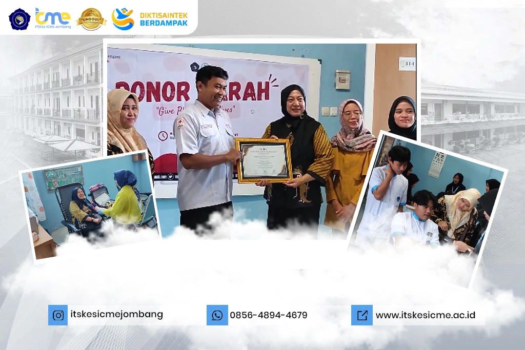 ITSKes ICMe Jombang menggelar kegiatan donor darah bersama PMI Cabang Jombang sebagai bentuk pengabdian kepada masyarakat.